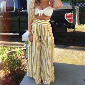 Yellow Stripe Palazzo Pants size L